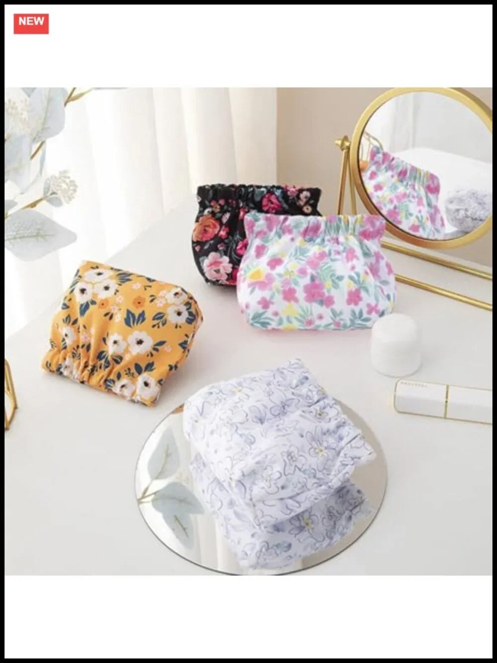 Set of 4 Mini Makeup Bags - Waterproof Pouch Organizer, No Zipper, Squeeze Open